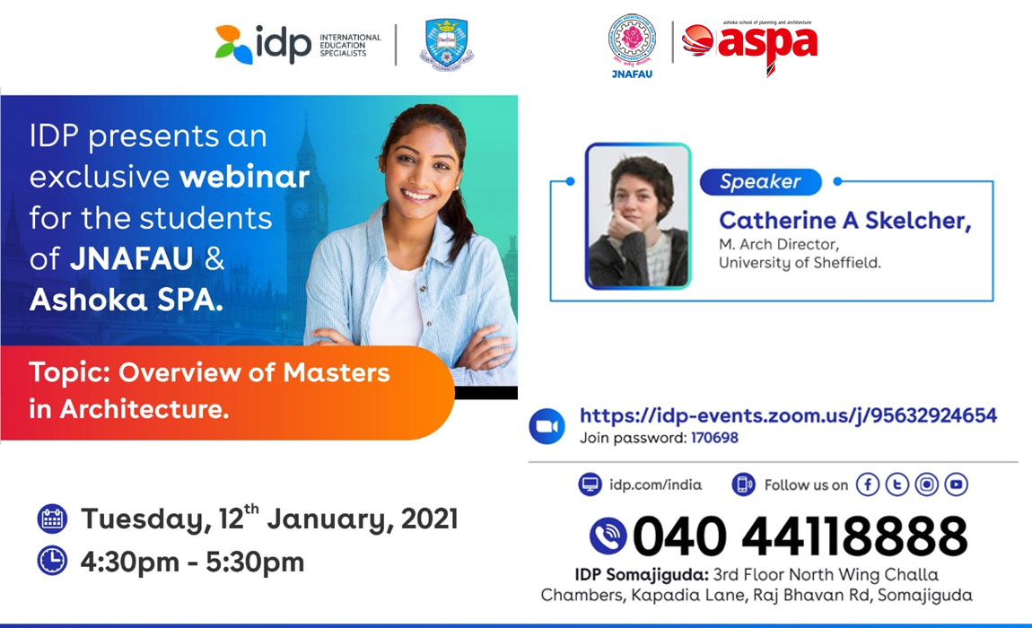 IDP presents an exclusive webinar for the students of JNAFAU & Ashoka SPA